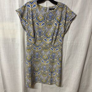Mango Blue and Yellow Paisley Midi Dress